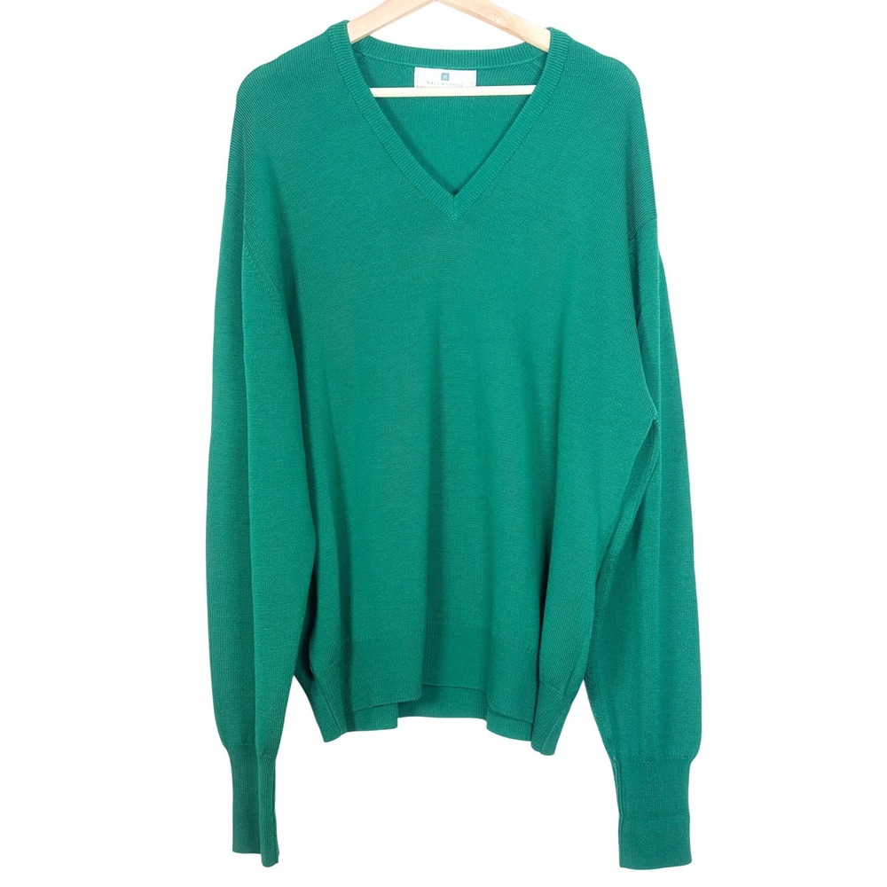 Ballantyne Men's Kelly Green Merino Wool V Neck Sweater‎ Size 46